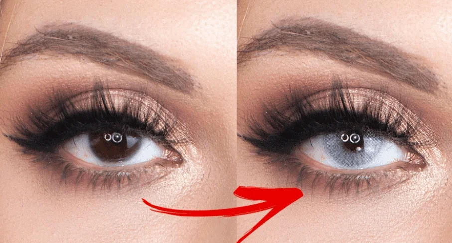 Cambio de color de ojos antes y después