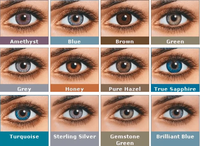 Paleta de lentes de contacto de colores