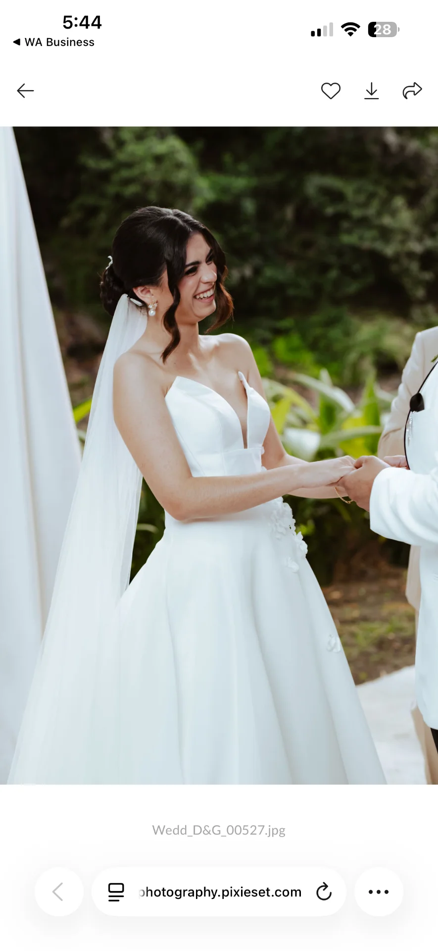 Novia intercambiando votos al aire libre
