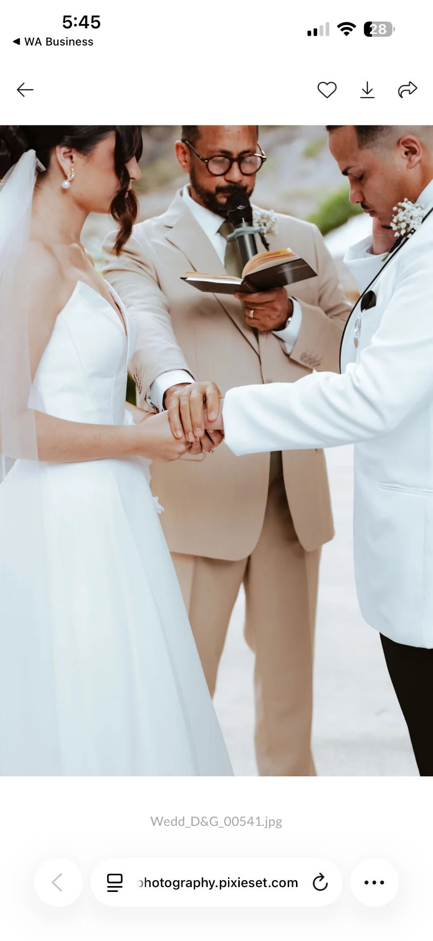 Pareja y oficiante durante el intercambio de anillos