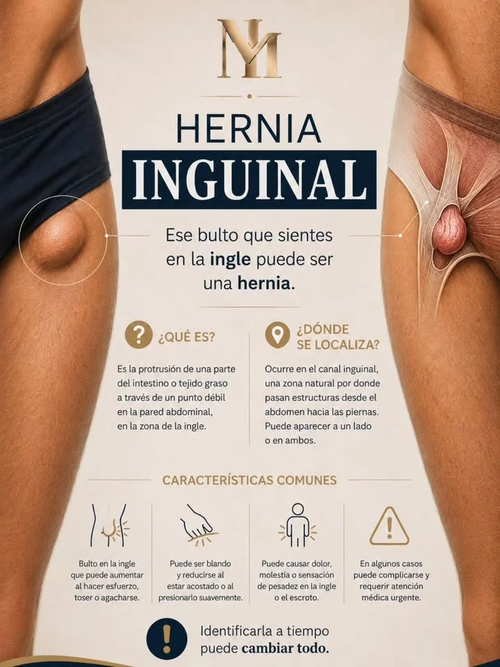 Infografía sobre la hernia inguinal: qué es, dónde se localiza y características