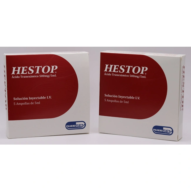 Cajas de Hestop ácido tranexámico 500 mg/5 ml