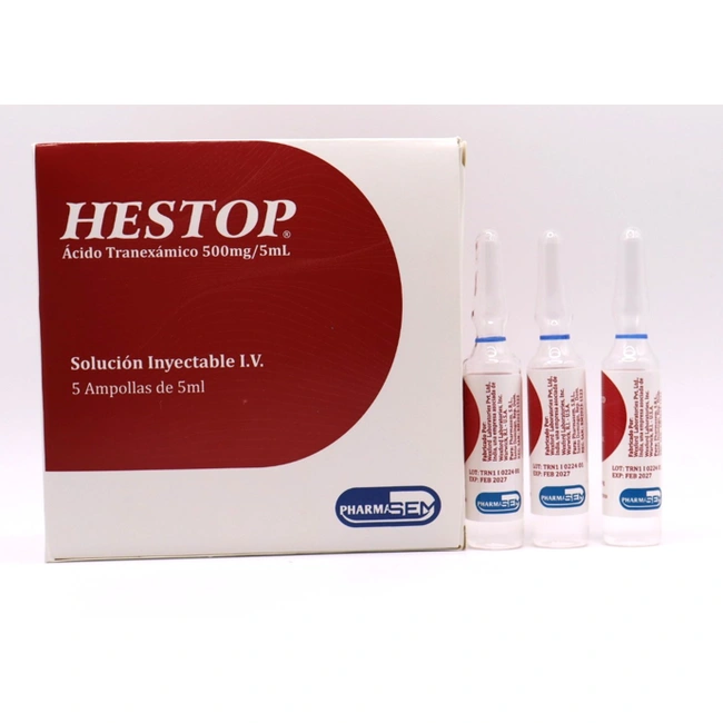 Presentación de Hestop con ampollas inyectables