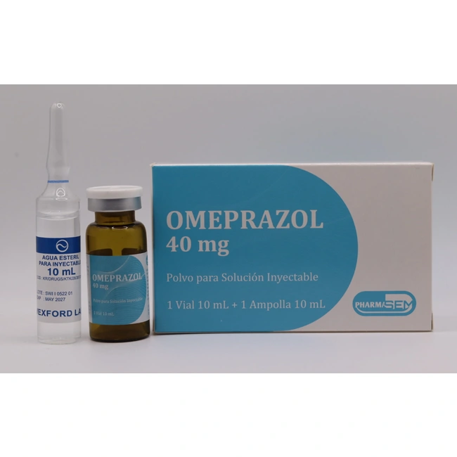 Presentación de Omeprazol 40 mg inyectable